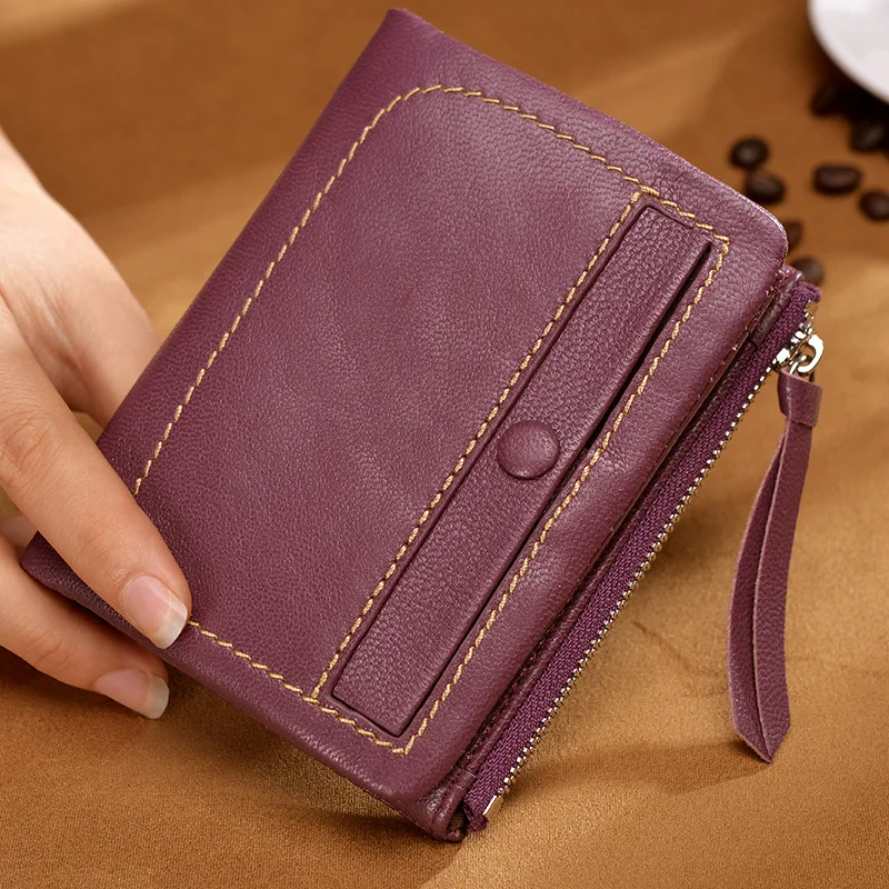 

Cross-Border for Sheepskin Short Female Wallet Zipper Wallet Short Cute Wallet Leather Wallet Purse