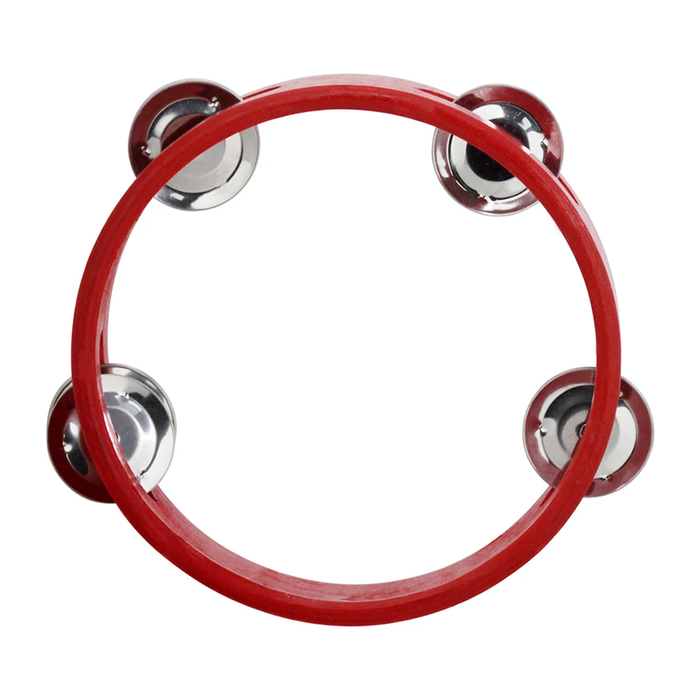 6 Inch Red Tambourine Wooden Percussion Instrument Rattle Jingles Hand Drum Bell Kids Educational Musical Toys Baby Gifts