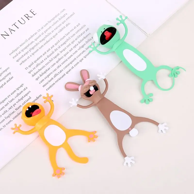 

3D Stereo Bookmark Cartoon Lovely Animal Bookmark Cute Cat Rabbit Funny Student Kids Gift School Stationery