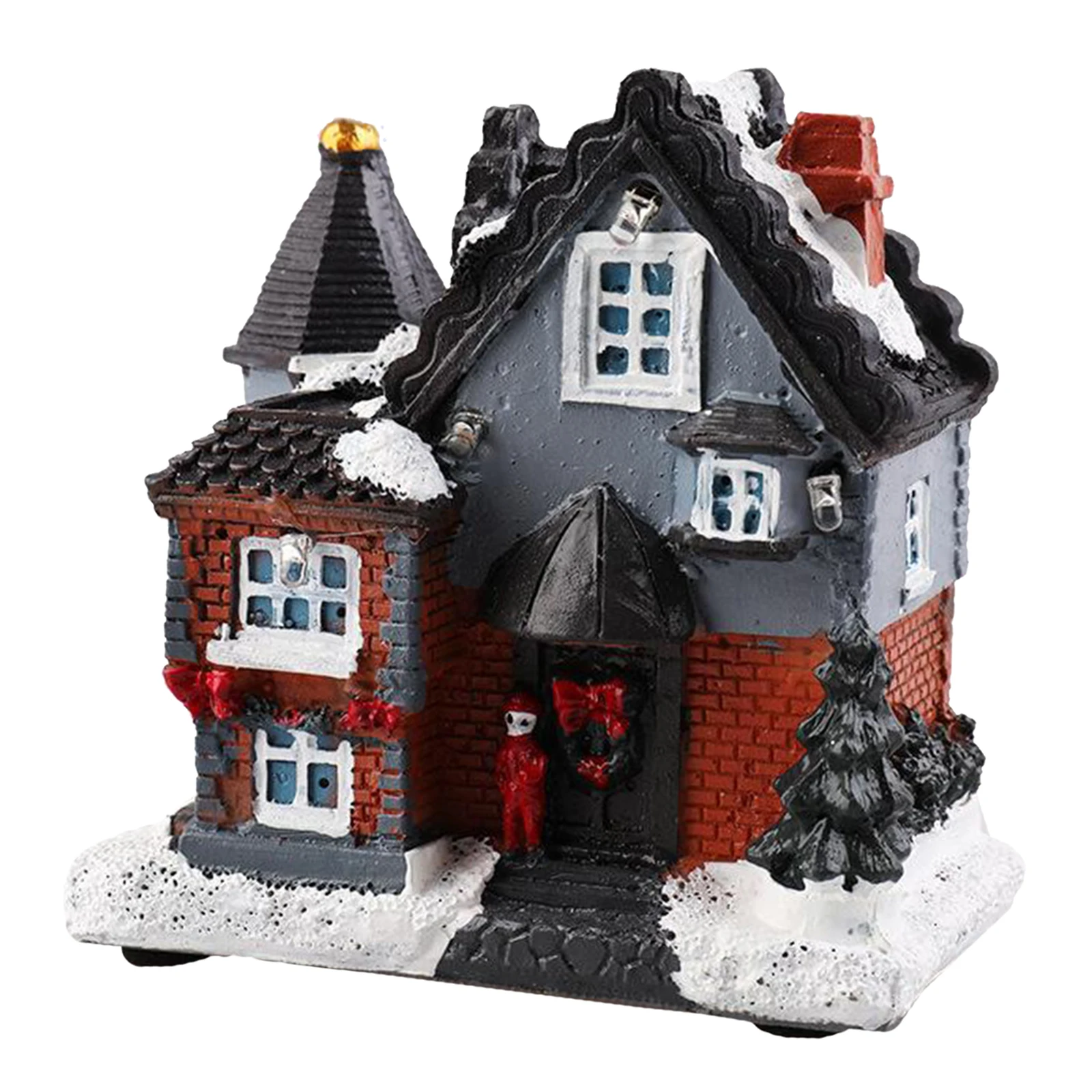 Resin Christmas Village House with Warm LED Light Holiday Gift Xmas Decoration House Tree Display Platform Rustic Snow Country Resin Christmas Village House with Warm LED Light Holiday Gift Xmas Decoration House Tree Display Platform Rustic Snow Country