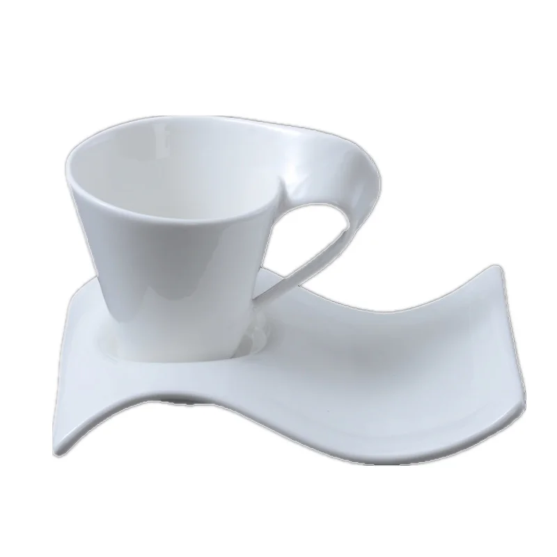 Креативная волнистая керамическая элегантная, кофейные чашки и причудливый Европейский маленький набор блюдец 200 мл кофейная чашка WJ111230
