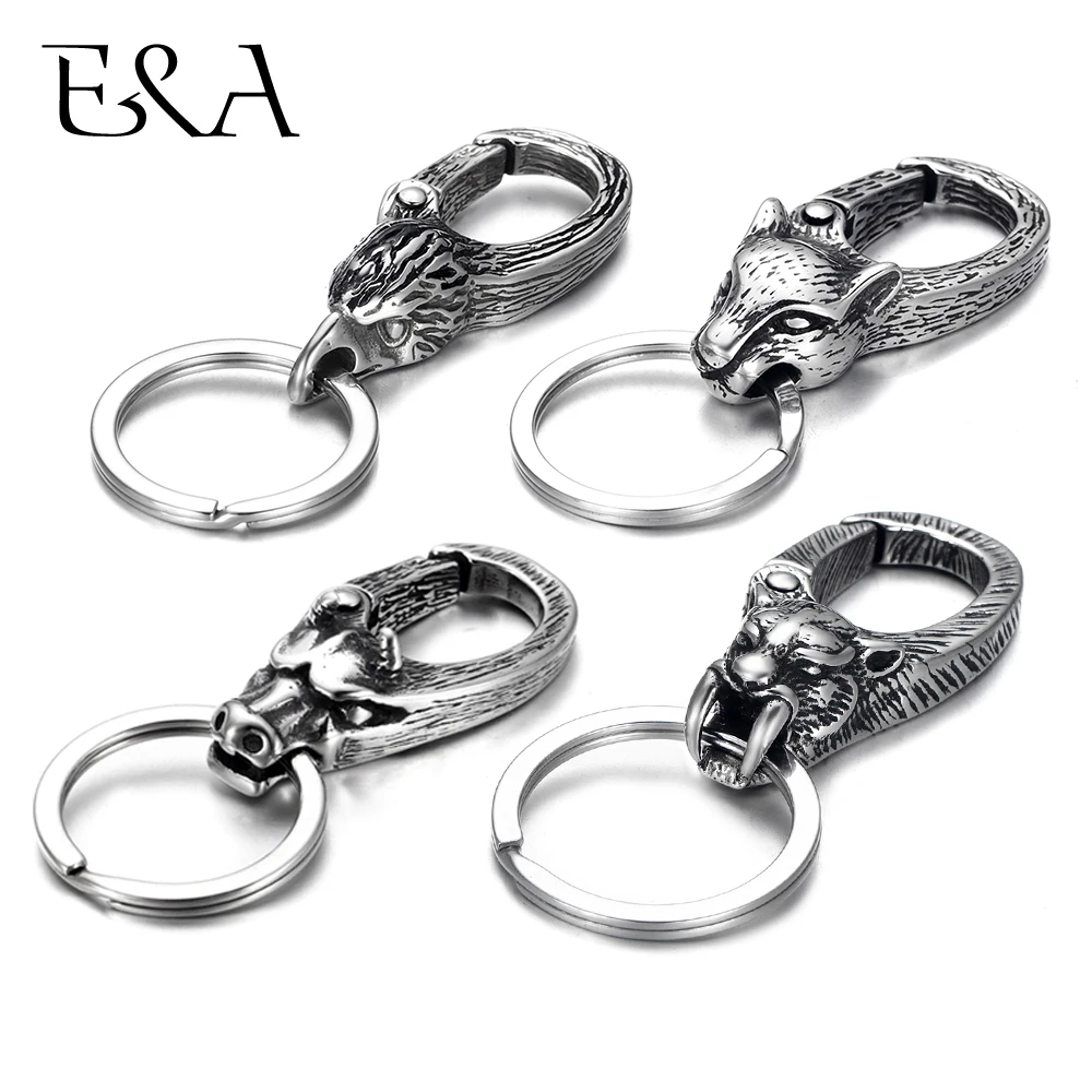 

Stainless Steel Animal Vintage Key Chain for Jewelry Making Accessories Men Lobster Clasps Findings Egale Lion Skull Cow Wolf