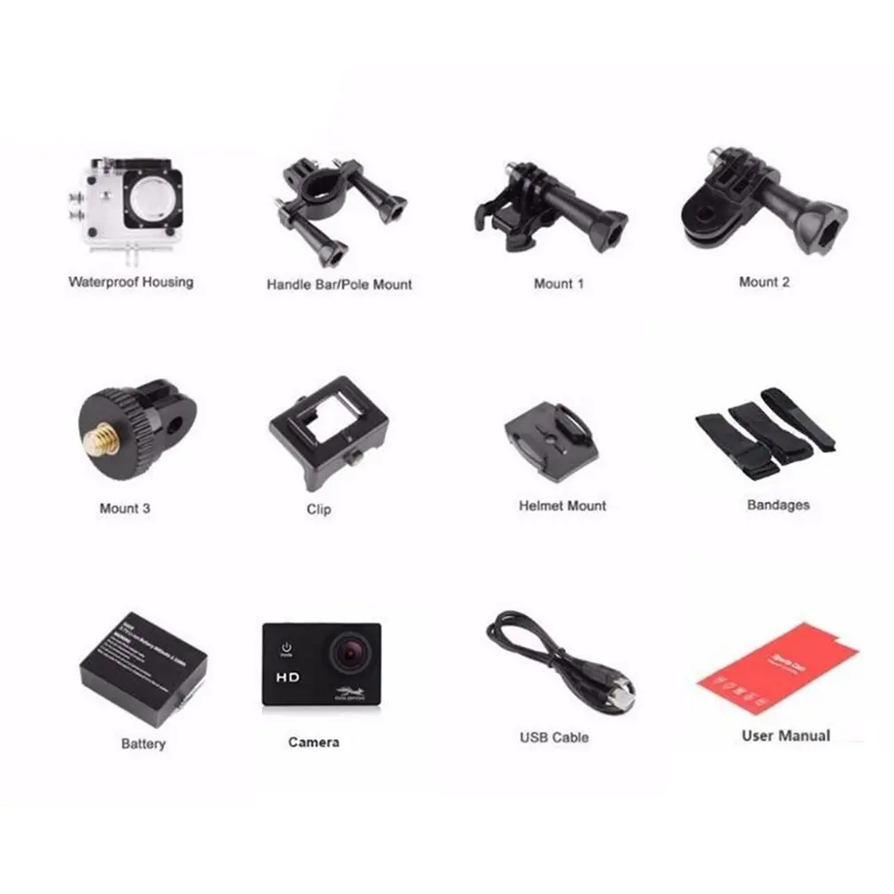 2.0" HD 1080P / 24fps Waterproof Digital Action Camera Video Camera CMOS Sensor Wide Angle Lens 1080P Sports Camara Profesional digital camera