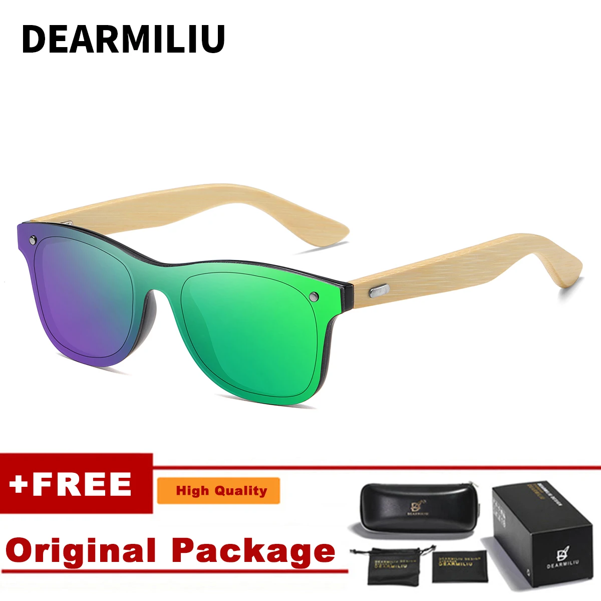 DEARMILIU натуральные винтажные деревянные солнцезащитные очки мужские модные солнцезащитные очки оригинальные деревянные Oculos de sol masculino UV400 - Цвет линз: Green
