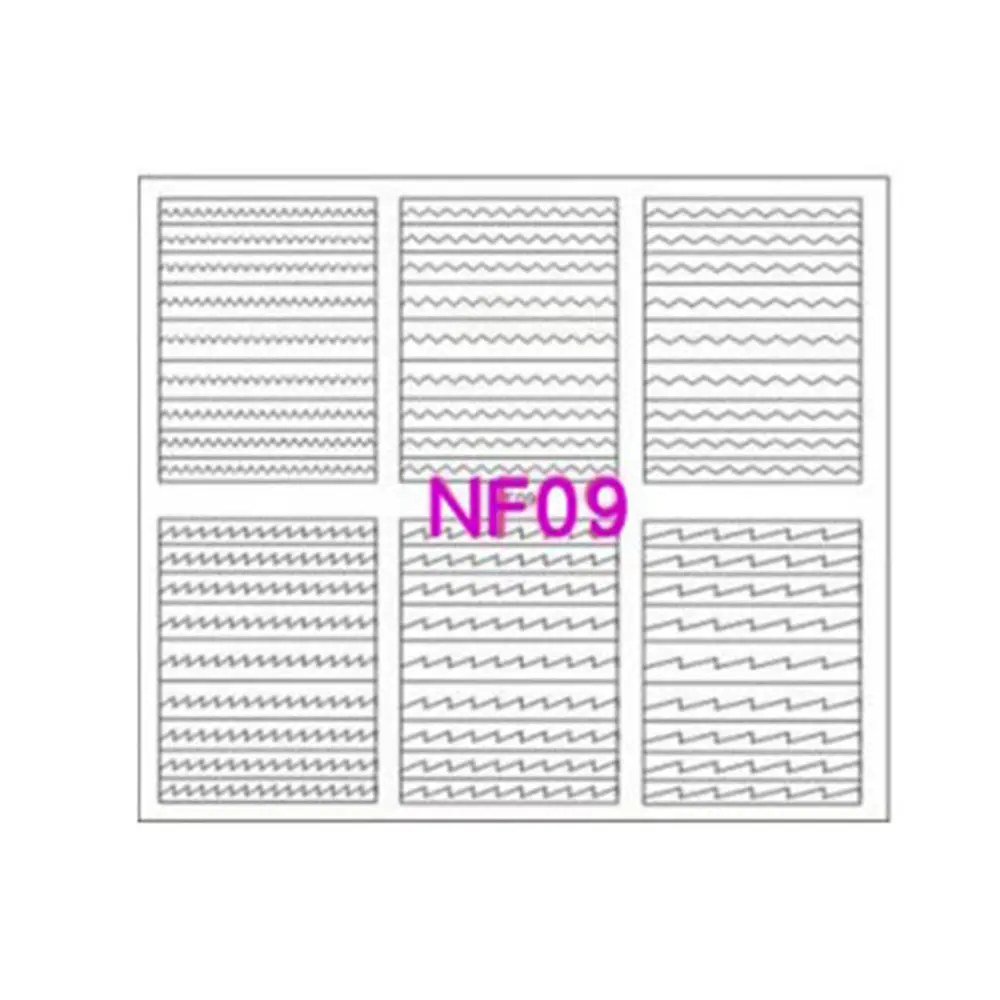 NF09 1 шт., огненный винил для ногтей, трафарет, полые наклейки, французский стиль, неправильный узор, Переводные картинки, смешанные полоски, наклейки для ногтей, сделай сам, маникюр - Цвет: NF09