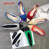 2022 Women's Flat Shoes Ballet Shoes Breathable Knit Pointed Moccasin Mixed Color Women's Soft Shoes Women Zapatos De 35-42 1