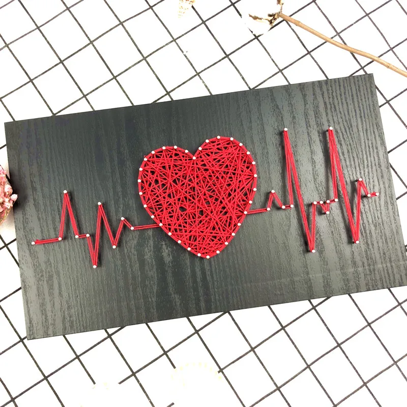 

ECG yarn painting nail winding painting creative decorative painting handmade Valentine's Day gift DIY material bag