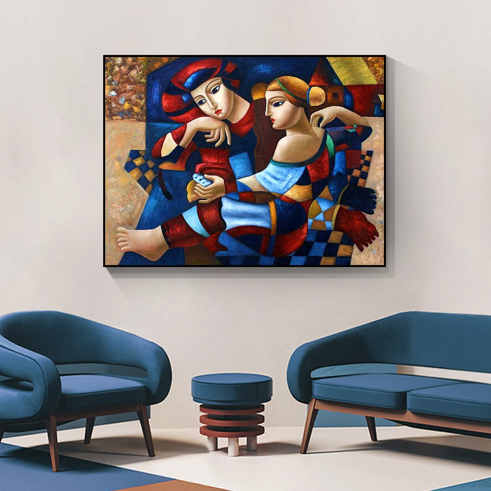 Modern Hand Painted Canvas Oil Painting Abstract Portrait Canvas Wall