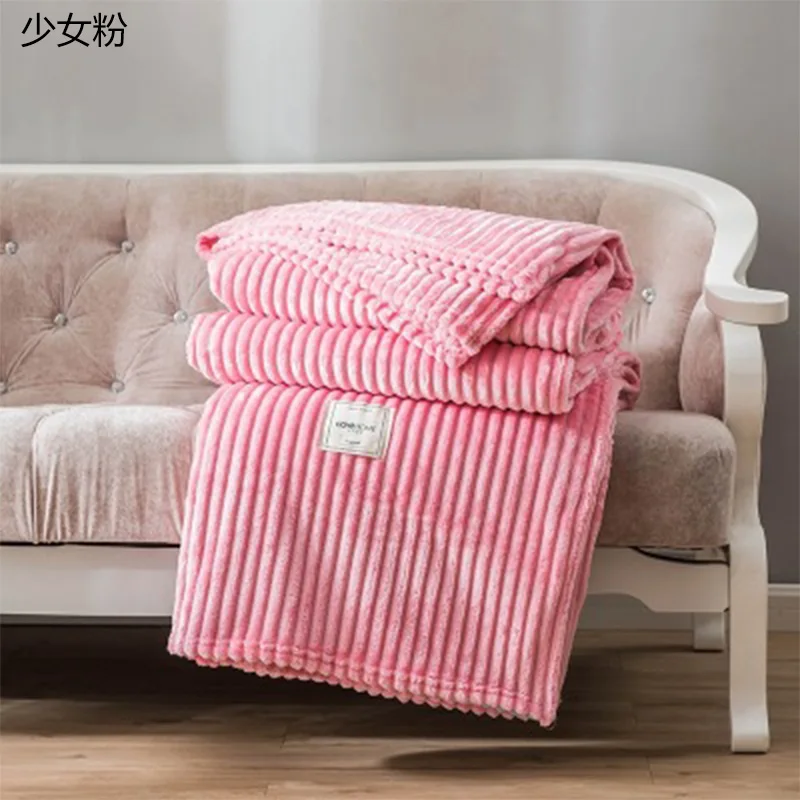 Pink Holaroom одеяло s для кровати однотонное Фланелевое Одеяло Диван плед в полоску мягкое теплое одеяло весна/осень украшение для домашнего постельного белья - Цвет: Pink
