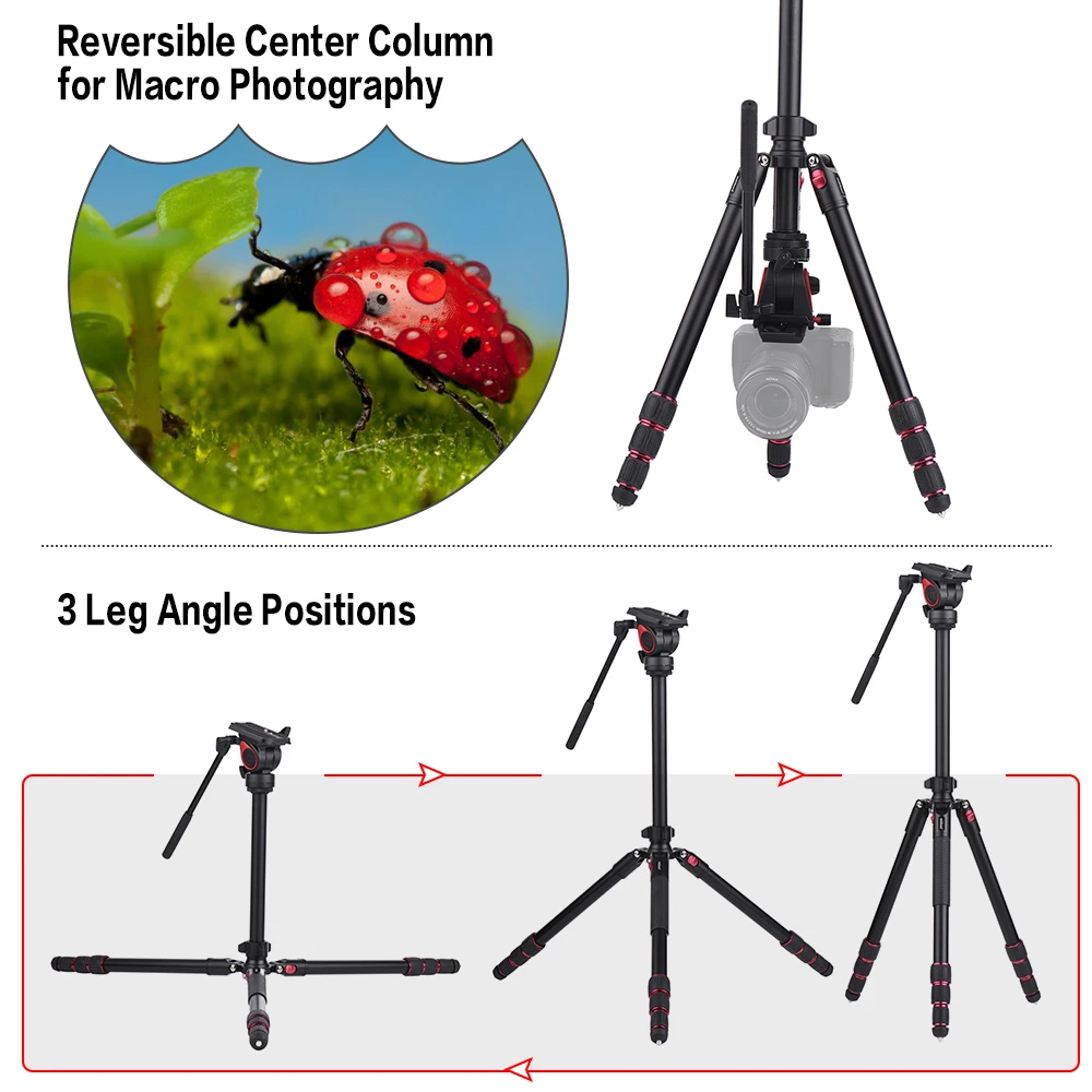 Miliboo 5" портативный складной штатив для DSLR камеры с гидравлической головкой алюминиевый штатив для Canon Nikon sony