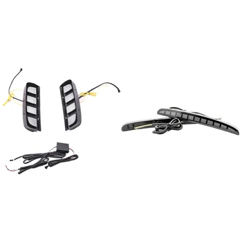 

Led Daytime Running Lights Yellow Turn Signal Lamp ABS Waterproof with Rear Bumper Fog Lights