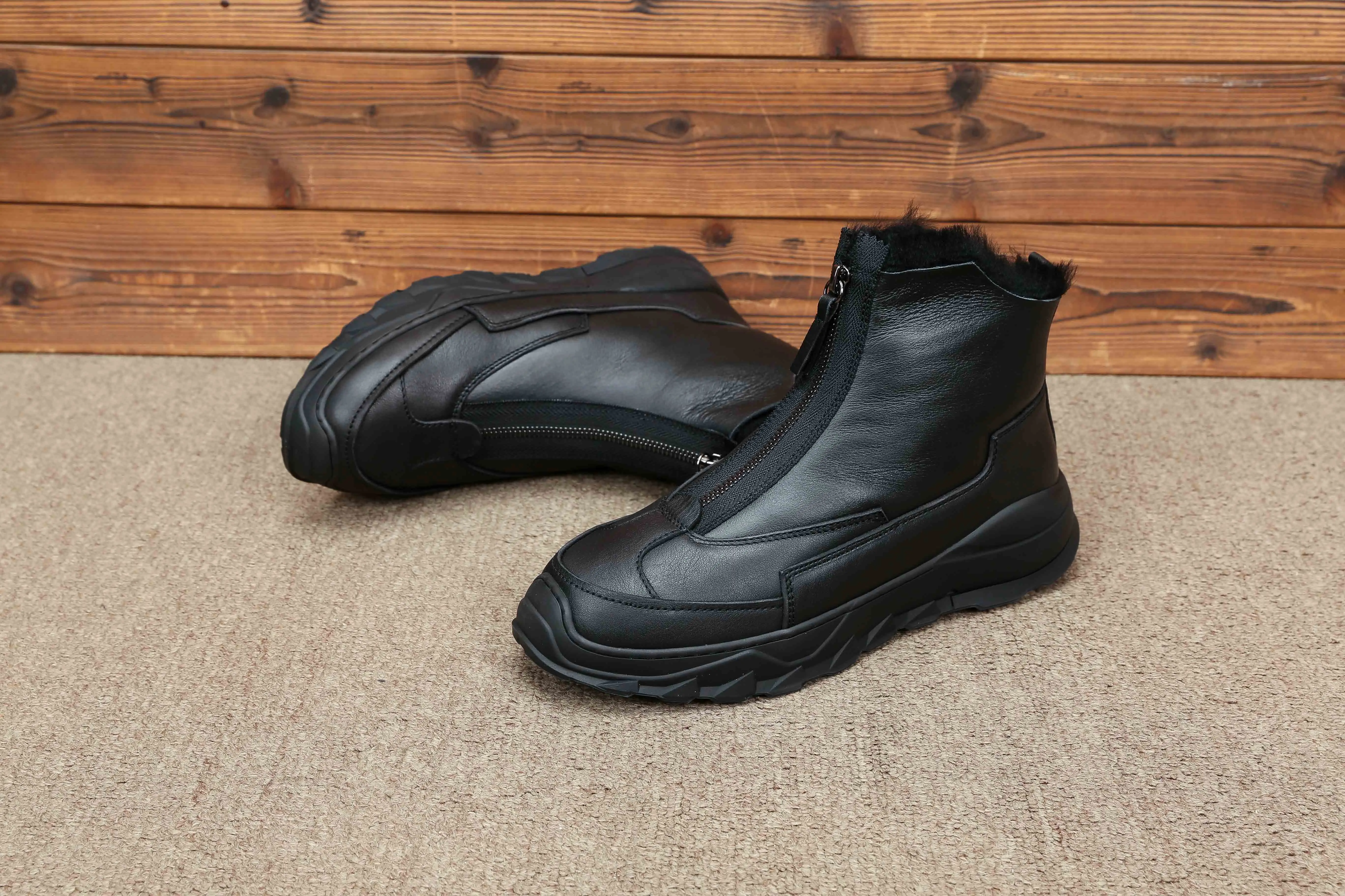 Модные мужские зимние ботинки; мужская обувь на молнии спереди; Botas Nieve Hombre; Рабочая обувь из натуральной кожи; мужские высокие кроссовки