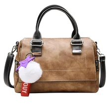 Женская сумка из волосяного шара с подвеской, Большая вместительная сумка-мессенджер на плечо Boston, новая осенняя и зимняя сумка