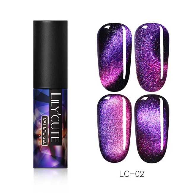 Auroras Nail2 LILYCUTE 9D Гель-лак «кошачий глаз» Хамелеон для использования с магнитом гель, Длительное Действие, блестящие лазерные солнцезащитные очки "кошачий глаз" для ногтей замочить от УФ-светодиодный гель Лаки - Цвет: Auroras Nail2