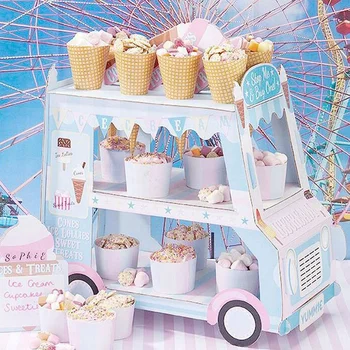 

Ice Cream Van Stand Cars Display Stand Cupcakes Event Party Disposable Birthday Decoration Cupcake Sugar Sweets Crafts Display