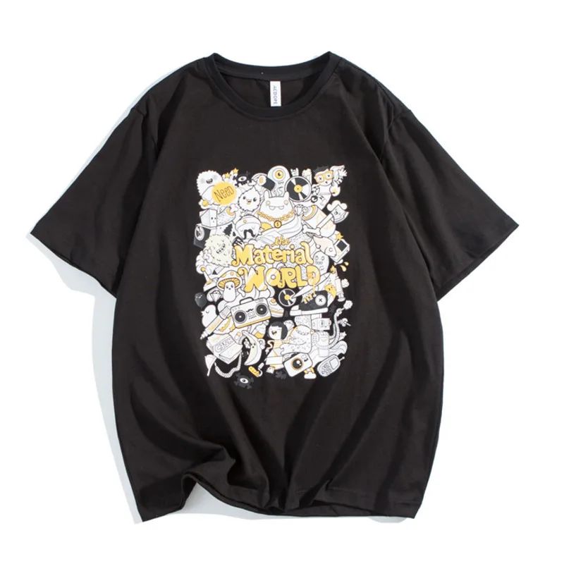 2019 Men's Summer New Casual Pattern Letter Printing Short-sleeved Round Neck T Shirt Loose Temperament Tide Cotton Harajuku 2019 Men's Summer New Casual Pattern Letter Printing Short-sleeved Round Neck T Shirt Loose Temperament Tide Cotton Harajuku