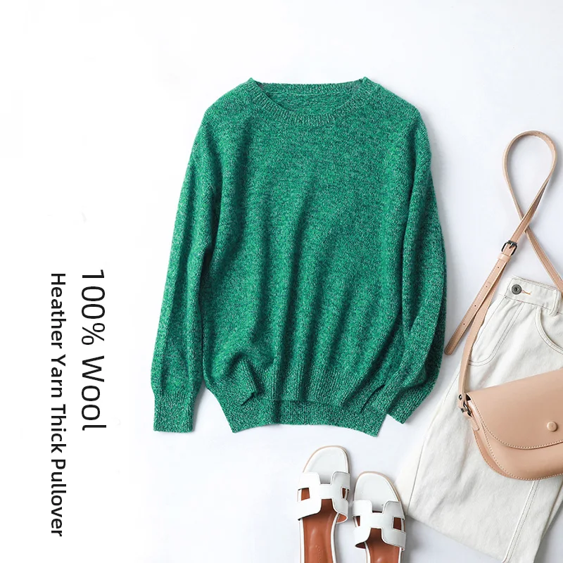 2020 Heahter Color Yarn Wool Sweater Women's Thick