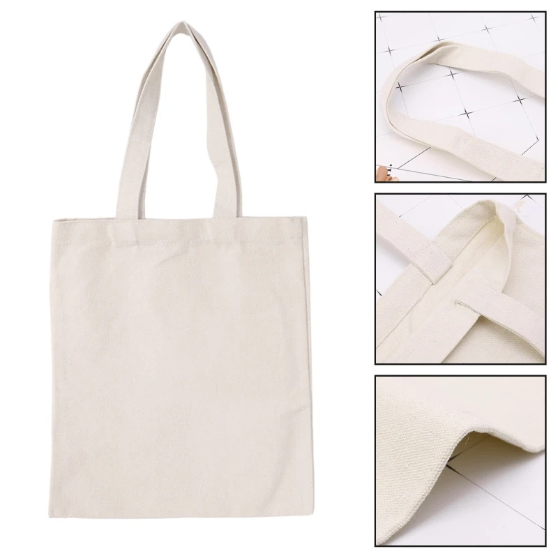 Персонализированные DIY сумки Холст Tote сумки многоразовые хлопок хозяйственная сумка бежевый 72XF