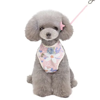 

New Adjustable Pet Elegant Five-Leaf Flower Print Chest Strap For Cat Dogs Durable Leash Walking Lead Soft Dog Harness 20Jan7