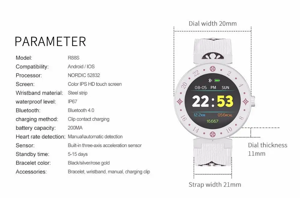 R88S модные часы Smart Watch Водонепроницаемый Носимых устройств Фитнес трекер часы монитор сердечного ритма спортивные часы Для мужчин женские умные часы