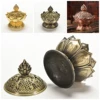 Brûleur d'encens Lotus saint tibétain en alliage Bronze, 1 pièce, encens artisanal en métal, décoration intérieure, 7.8x7.2x6.0cm ► Photo 1/6