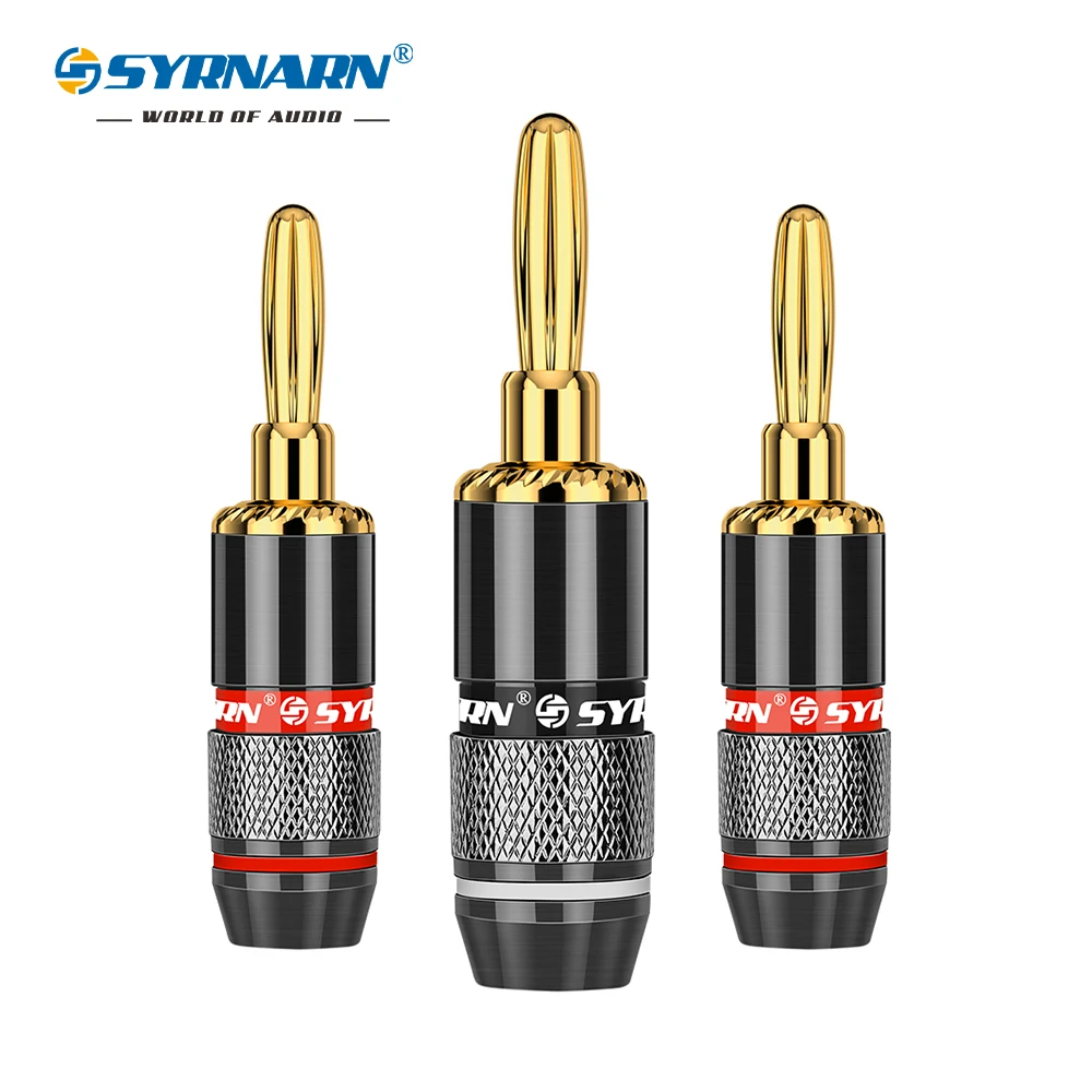 SYRNARN 10pcs/5 pairs Non Magneti Banana Plugs Audio 24K Gold Plated Copper Speaker plug Binding Post Terminal Connectors | Обустройство