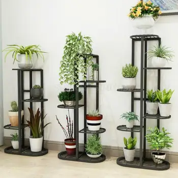 

Wrought Iron Balcony Living Room Interior Modern Decoration Floor-standing Multi-layer Flower Shelf Storage Flower Pot Shelf