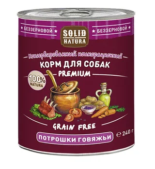 

SOLID NATURA SOLID NATURA PREMIUM bezzernovye for adult dogs with beef giblets 240 g
