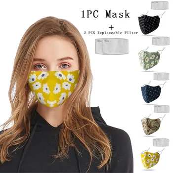 

Adult Washable Floral Printed Protector Adjustable Dust Cotton maska Filter Personal Health Care mascarillas breathable maske