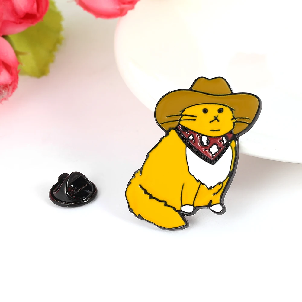Ковбойская кошка эмалированная брошь кнопка Милая Западная классная коллекция