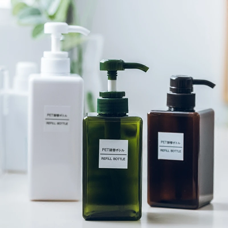 Travel Plastic Square Bottle Dispenser 250/450/650ml empty bathroom liquid soap lotion shower gel dispenser bottle soap dispenser refillable bottle soap dispenser bottle refillable plastic bottles plastic lotion bottle