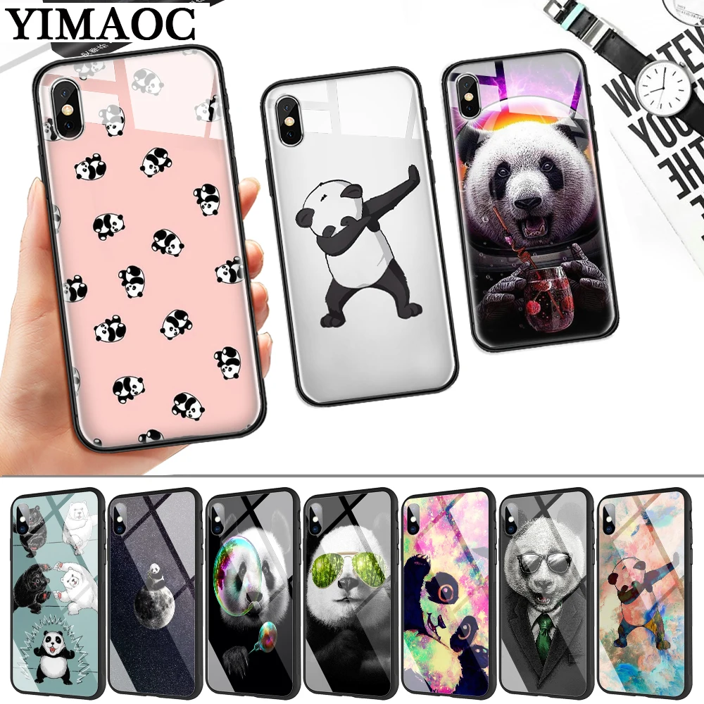 

Panda Dab on the EM Glass Phone Case for Apple iPhone 11 Pro XR X XS Max 6 6S 7 8 Plus 5 5S SE