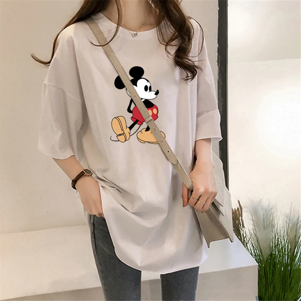 Mickey Mouse T-shirts for Women Tops Disney Summer Female Harajuku Tees T-shirts O-neck Clothes Lady Loose Casual Women T-shirts