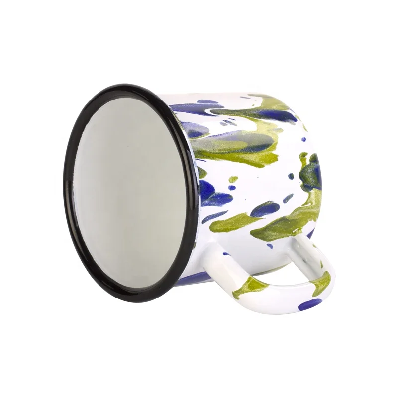 Camping custom colorful blank sublimation tea enamel mug for outdoor