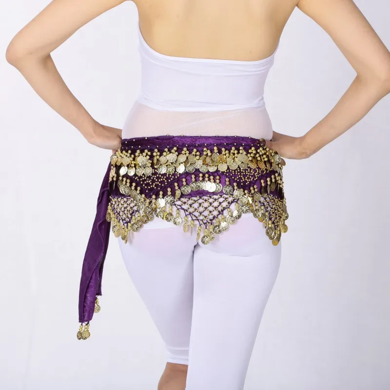 Платок шифоновый женский для танца живота с золотыми монетами |