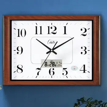 

Living room wall clock mute bedroom office wall charts simple calendar clock home quartz clock perpetual calendar
