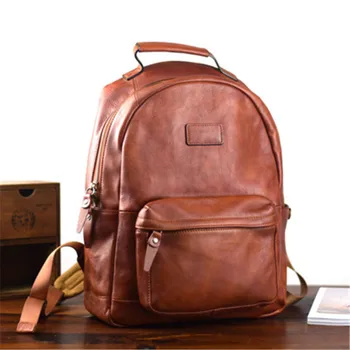 

Vegetable tanned leather handmade bag large capacity leather backpack simple retro men's first layer leather computer backpack