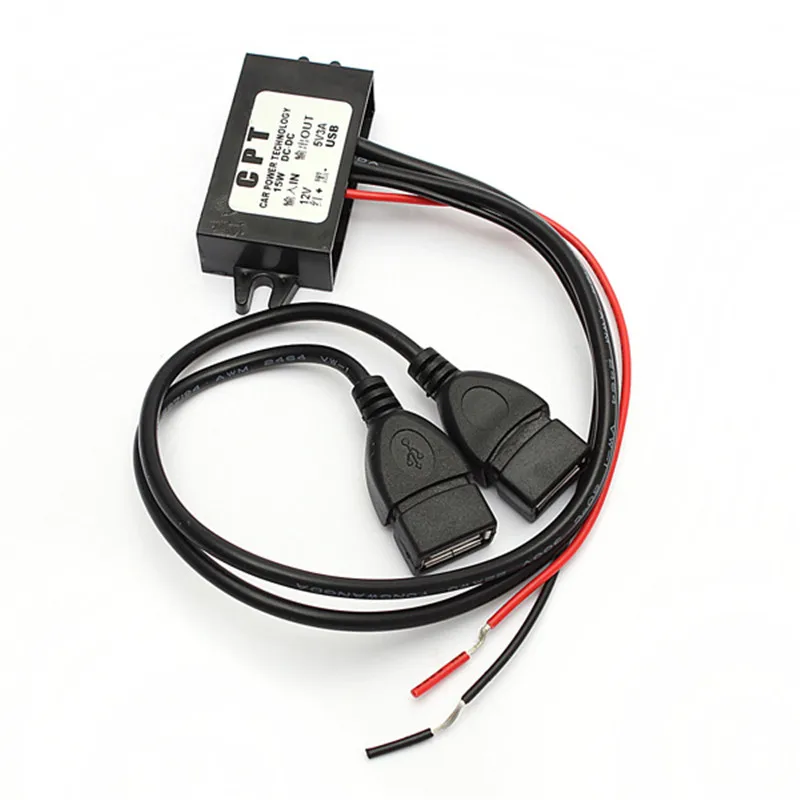 Двойной 2 USB DC-DC автомобильный преобразователь 12 в до 5 в 3 а 15 вт адаптер питания используется для светодиодный дисплей автомобиля gps защита от перенапряжения