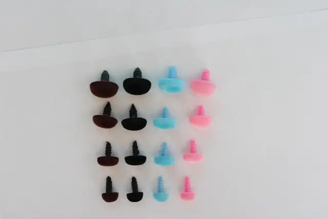 40pcs/lot---7x9mm/9x12mm/10x14mm/12x16mm blue/pink/brown/black  oval flocking toy safety nose + soft washer----size&color option 5