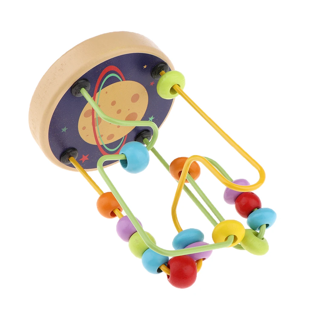Colorful Cartoon Wooden Bead Maze Roller Coaster Activity Cube Educational Abacus Beads Circle Toys for Children Toddlers Kids