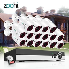 Zoohi 16CH 2MP 1080P DVR CCTV система безопасности AHD DVR комплект 1080P IR уличная IP66 Водонепроницаемая камера P2P комплект видеонаблюдения