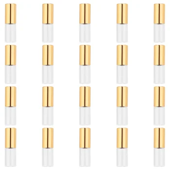 

20pcs 3ml Essential Oil Roller Bottle Empty Glass Bottle with Rolling Bead for Massage Smear Perfume(Golden Lid)
