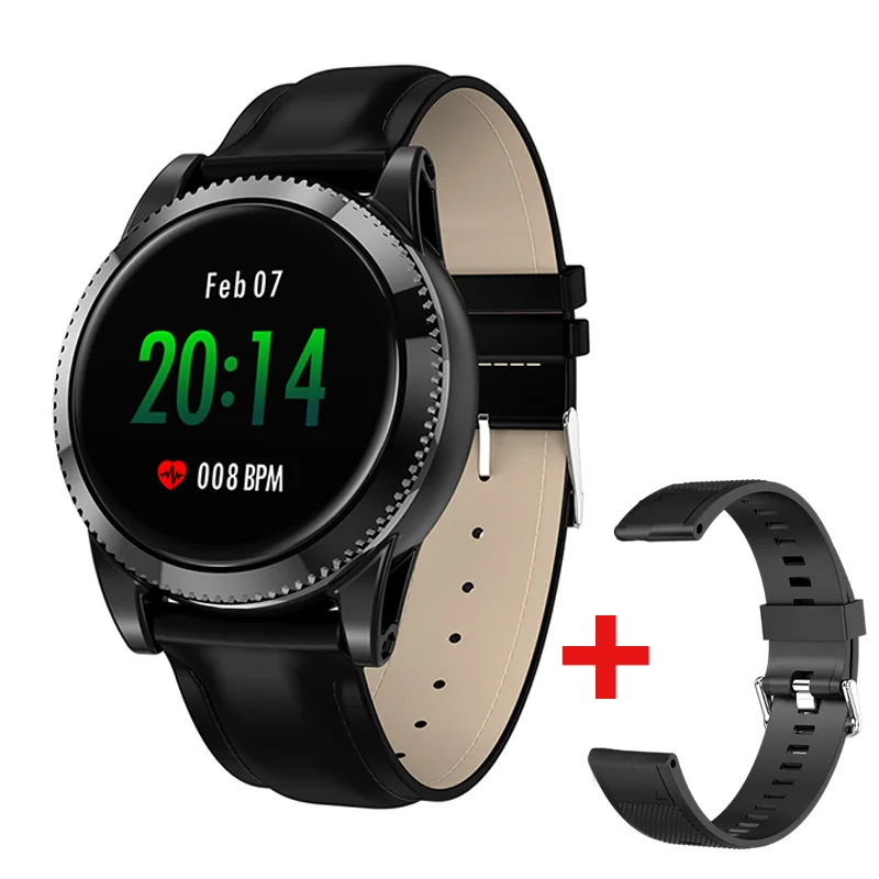 Black leather strap M11 2.5D ips цветной экран Спортивный умный браслет для женщин кровяное давление монитор сердечного ритма Смарт-Браслет фитнес-трекер - Цвет: Black leather strap
