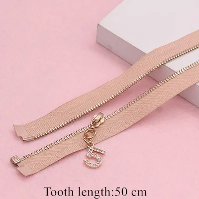 3# 50cm-75cm Metal Copper Zipper Head Open-end Zip Closure for Sewing Clothes Bag Skirt Zipper Repair Kit DIY Accessories 2pcs - Цвет: no 7