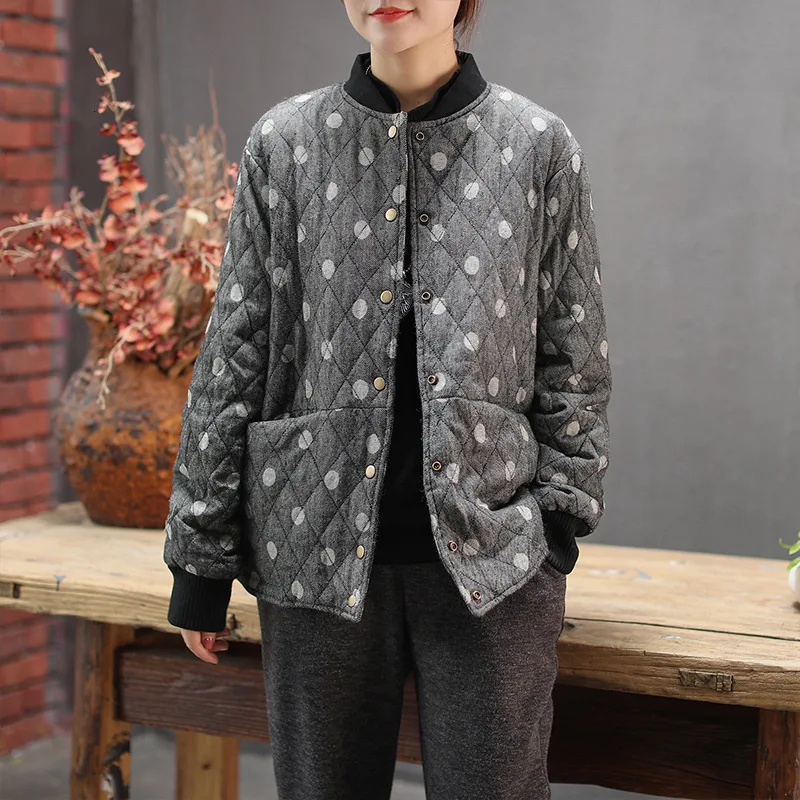 gary dot Max LuLu, корейская мода, женская зимняя одежда в стиле панк, Женское пальто в горошек с подкладкой, повседневные зимние куртки, теплые парки в клетку размера плюс - Цвет: gary dot