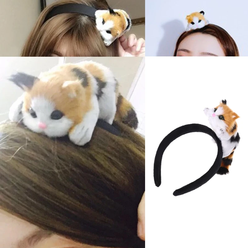 Милые девушки Kawaii кошачья голова повязки для волос вечерние украшения Harajuku аксессуары для волос обруч
