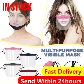 

1 Pc Male Lady Transparent Mask Reusable Plastic Mask Face Shields Chef Kitchen Service Mask Anti-splash Mouth-muffle