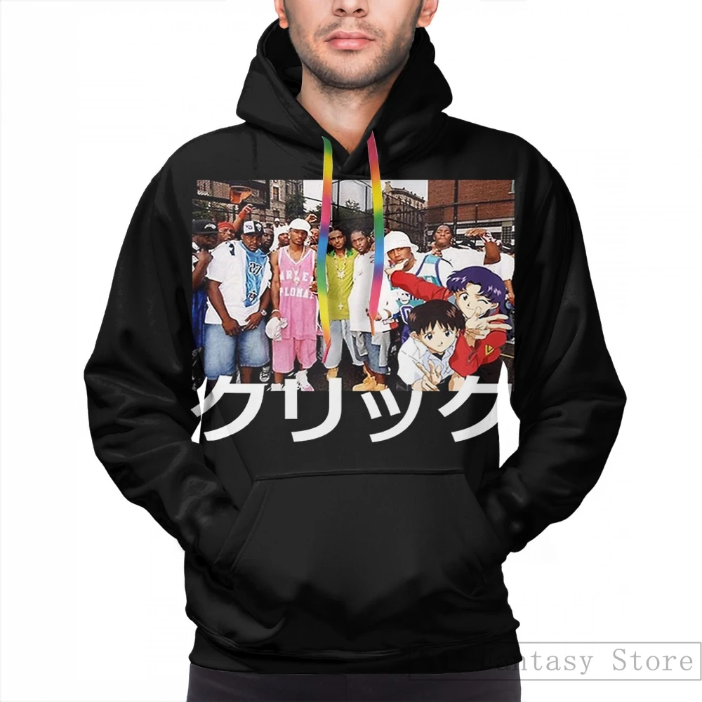 Мужские толстовки, свитшоты для женщин забавные Dipset x Evangelion x Clique Повседневная Толстовка с капюшоном