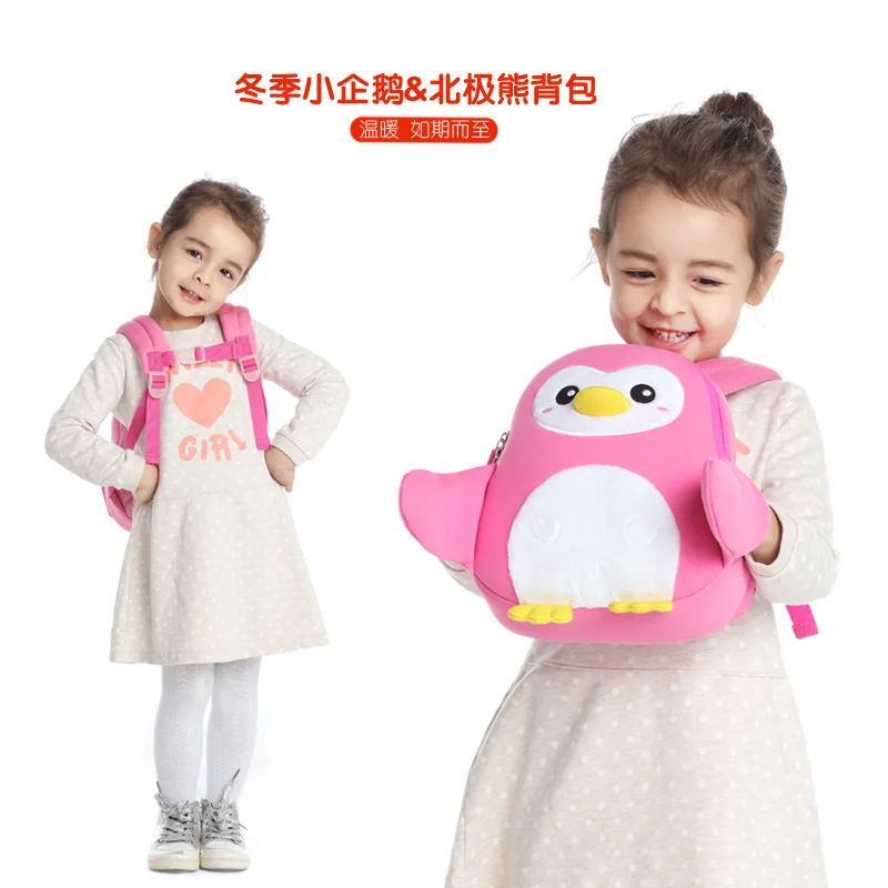 

NOHOO New Style Kindergarten Cartoon Bag 3-5-6-Year-Old Students Penguin Backpack Customizable Gift School Bag Kindergarten