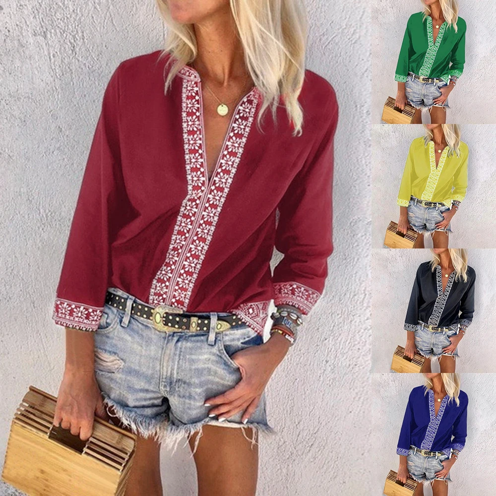 Рубашка Женская Роскошная модная богемная Blusas Mujer De Moda 2019 Повседневная Femme Harajuku с